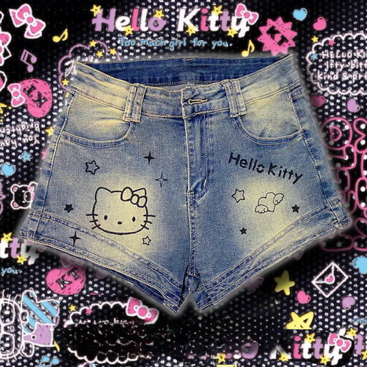 Y2K Kitty Jeans-Shorts Hose KI484