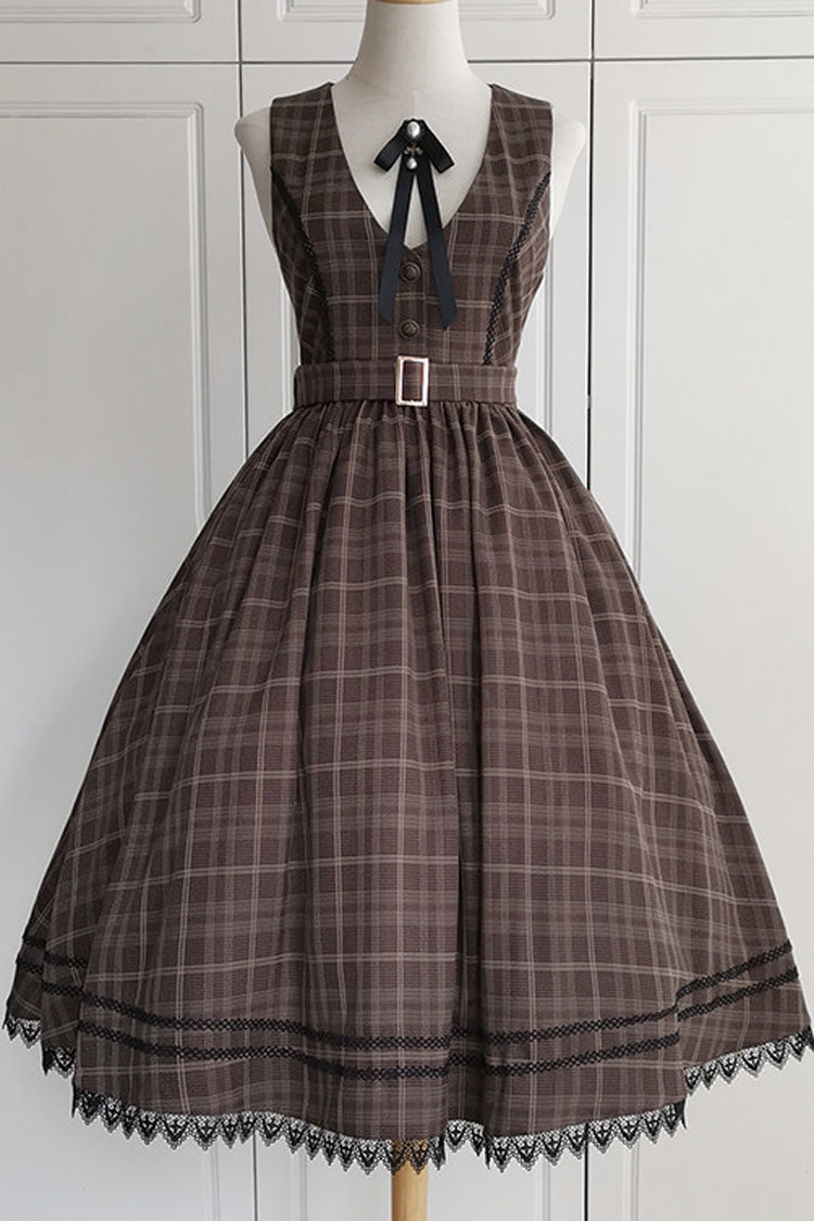 Elegant Lolita JSK Dress with V Collar and High Waist