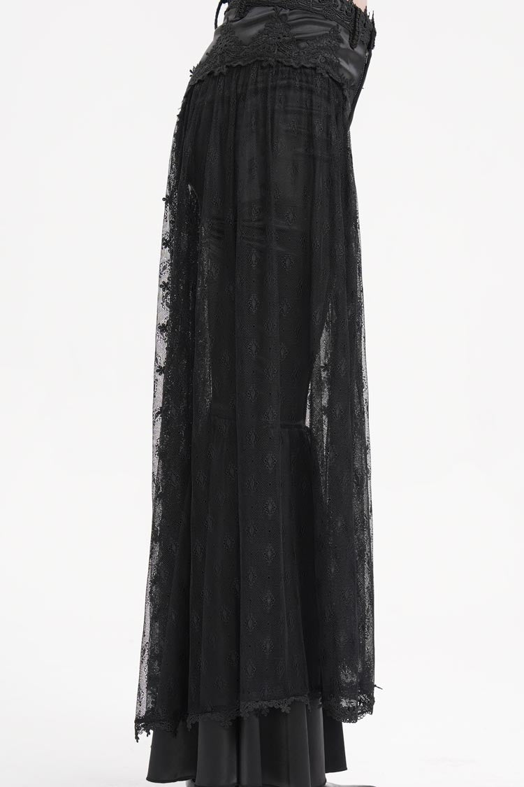 Women's Gothic Pants with Crochet Lace and Mesh Fabric