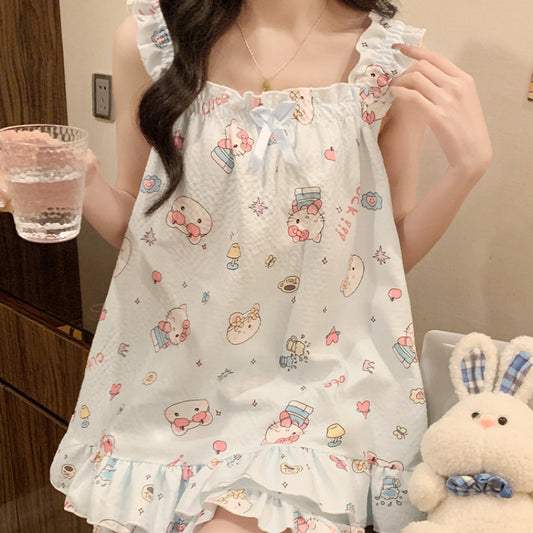 Süßes Pyjama-Set mit Cartoon-Motiv