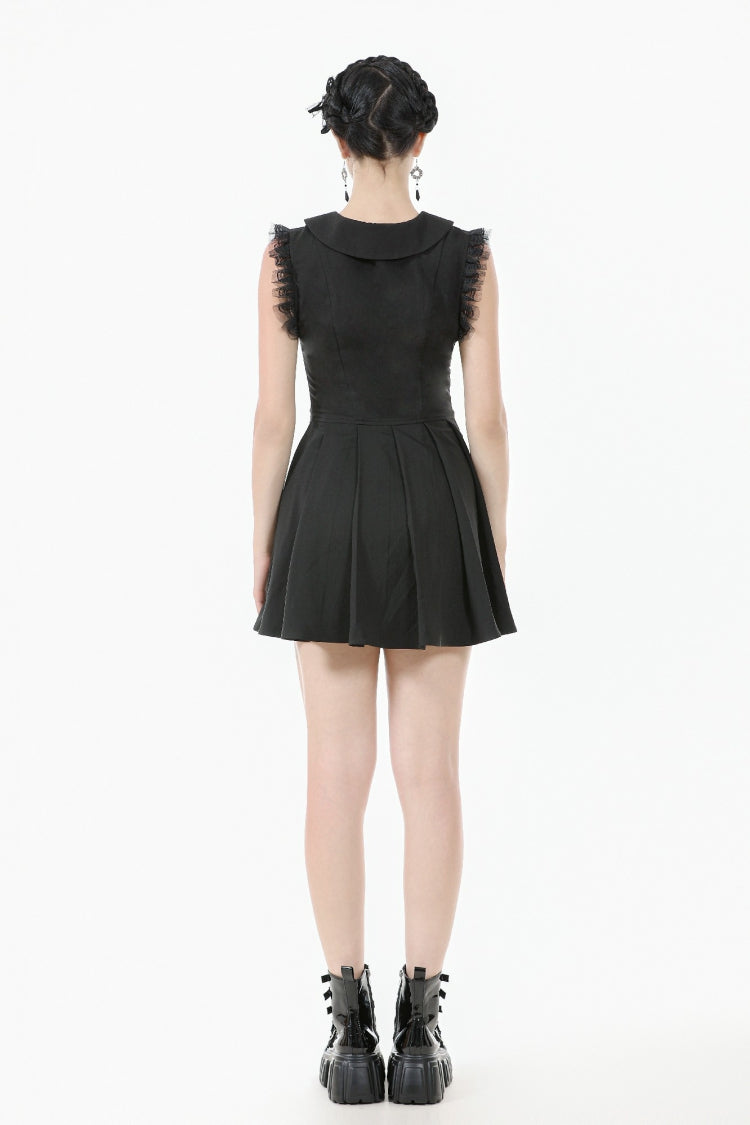Peter Pan Collar Sleeveless Pleated Graduation Dress