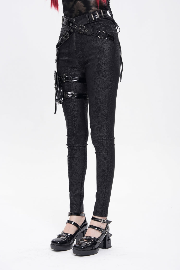 Punk Trousers with Leg Bag and Buckle Straps - Gothic Edge