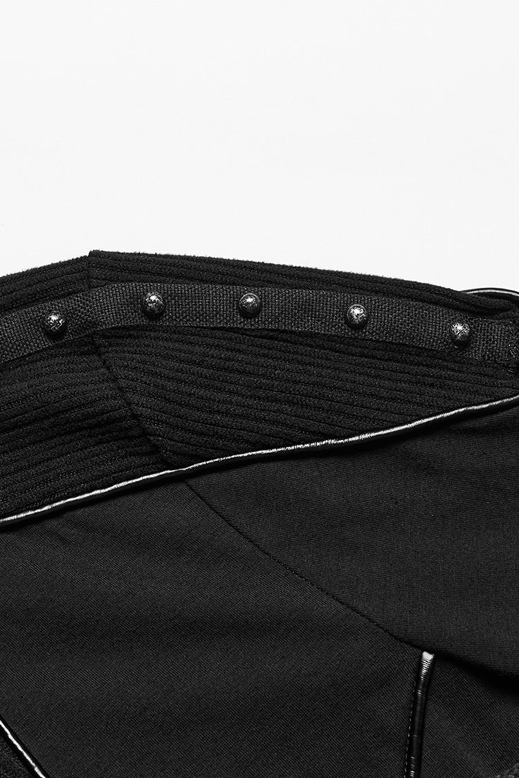 Punk Top with Rivets and Zipper, Drawstring Long-Sleeve Men's Shirt
