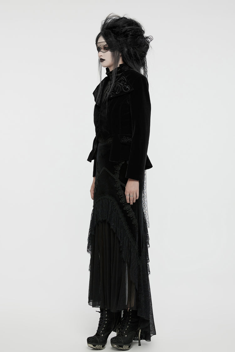 Gothic Velvet Jacket with Swallow-Tailed Hem
