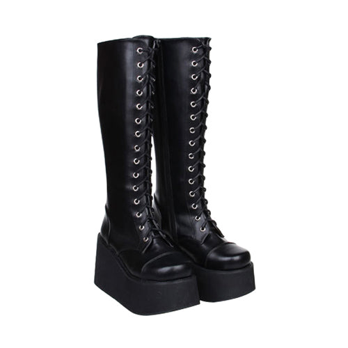 Sweet Lolita High Boots with Lace-Up Design and Concise Style