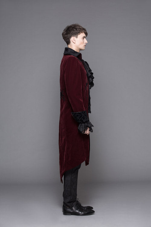 Ruby Two-Piece Velvet Gothic Overcoat with Party Flair