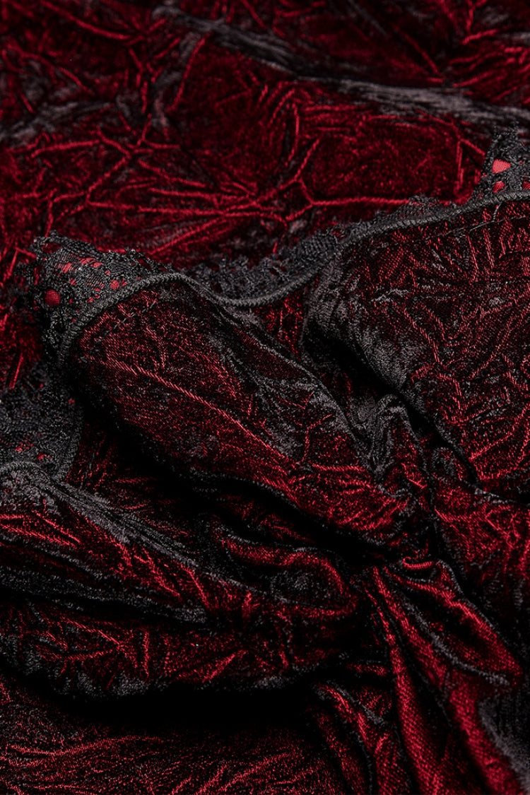Crimson & Noir Long Sleeve Ruffled Lace-Up Men's Gothic Blouse