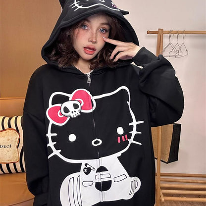 Sweat à capuche ample Spooky Kitty KI399