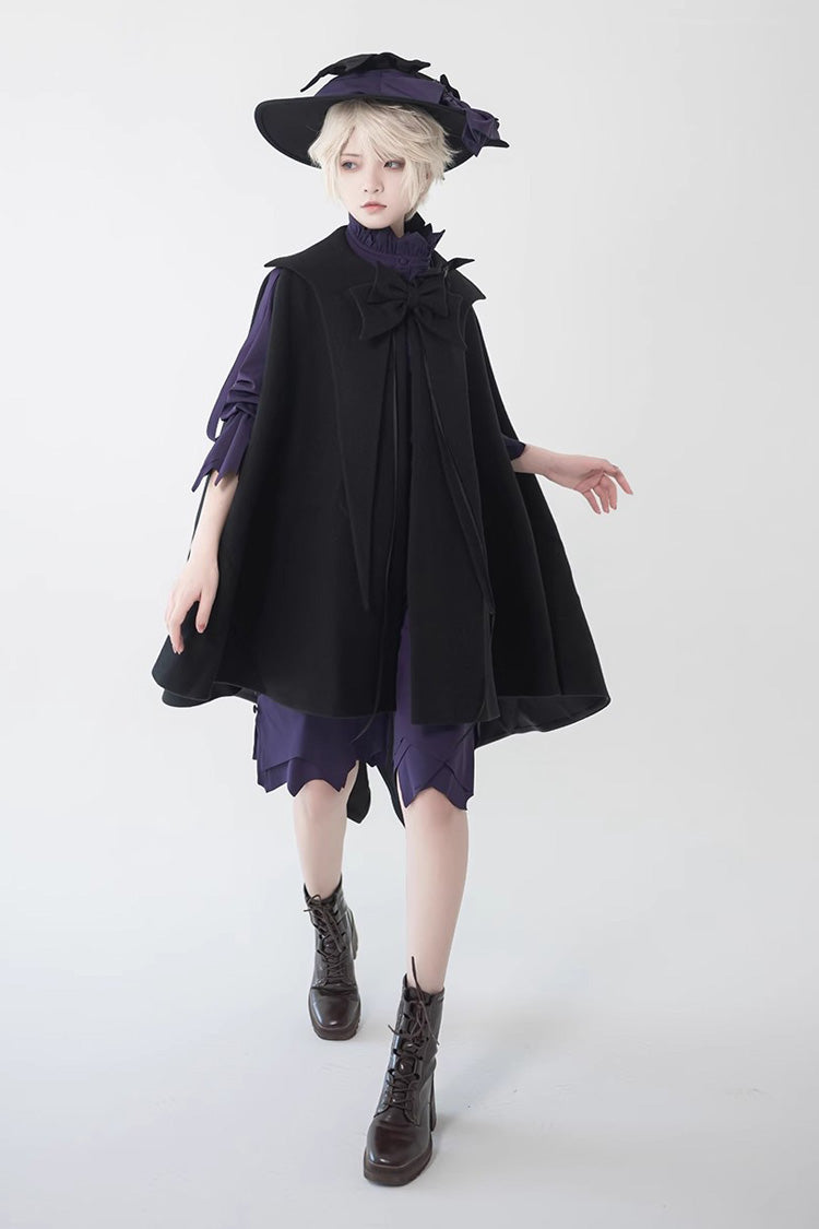 Woolen Ouji Cloak for Daily Lolita Style - Noir