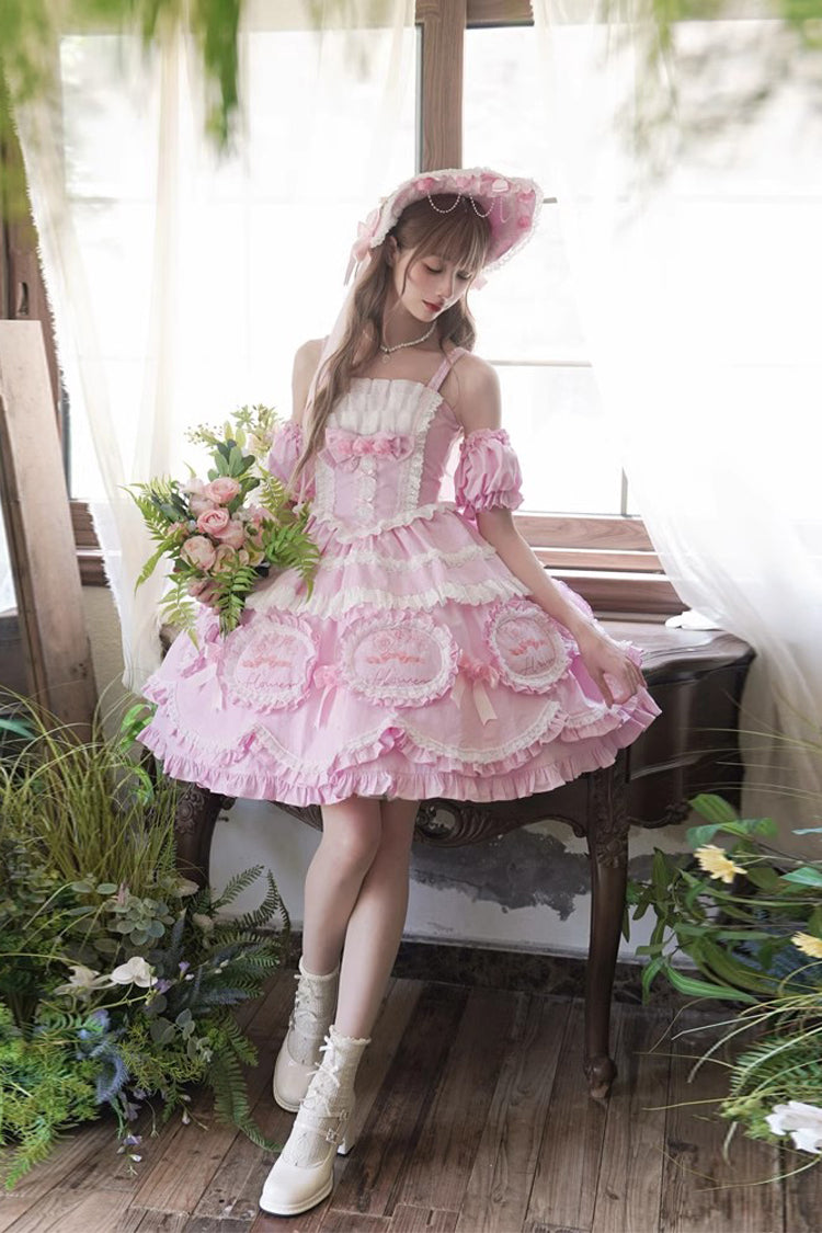 Butterfly Dream Multi-Layer Print Ruffle Bow Princess Lolita JSK