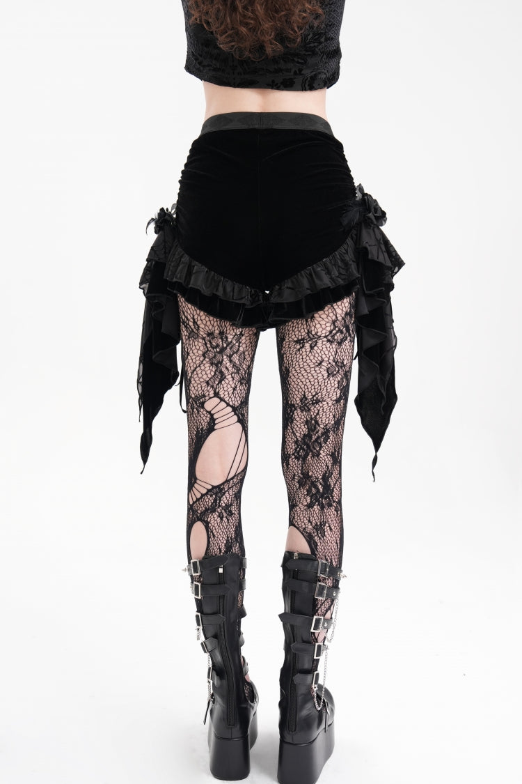 Feathered Ruffle Mesh Shorts for Women - Gothic Edge