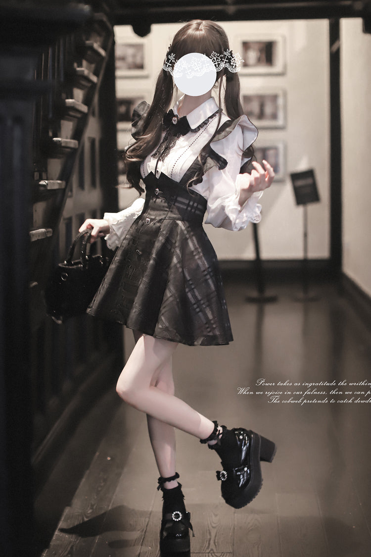 Elegant Plaid College-Style Lolita Mini Dress with Straps