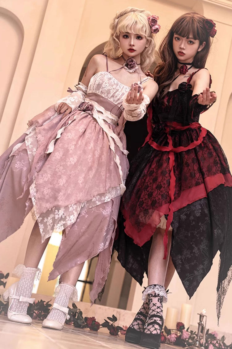 Wabi Sabi Stitched Irregular Asymmetric Gothic Lolita JSK Dress in 3 Colors
