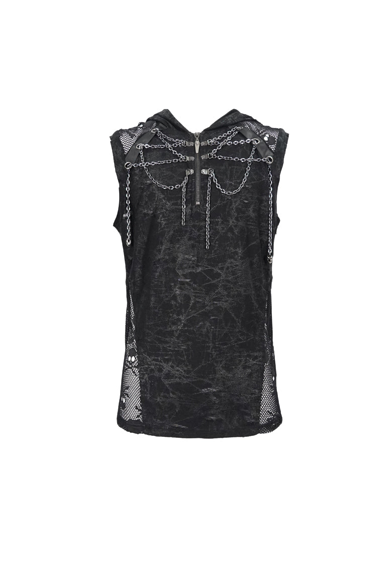 Gothic Cutout Skull Print Chain-Trim Tank for Men