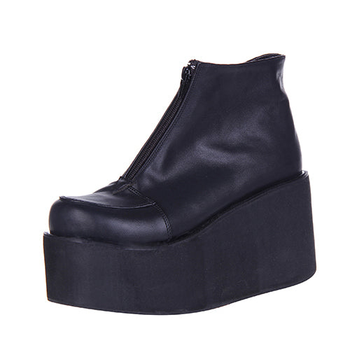 Black Chunky-Sole Classic Lolita Ankle Boots