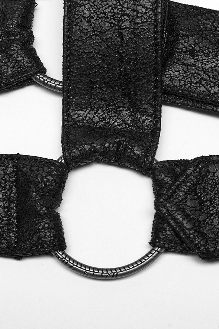 Charcoal Steampunk Shoulder Harness with Embroidery - Gothic Edge