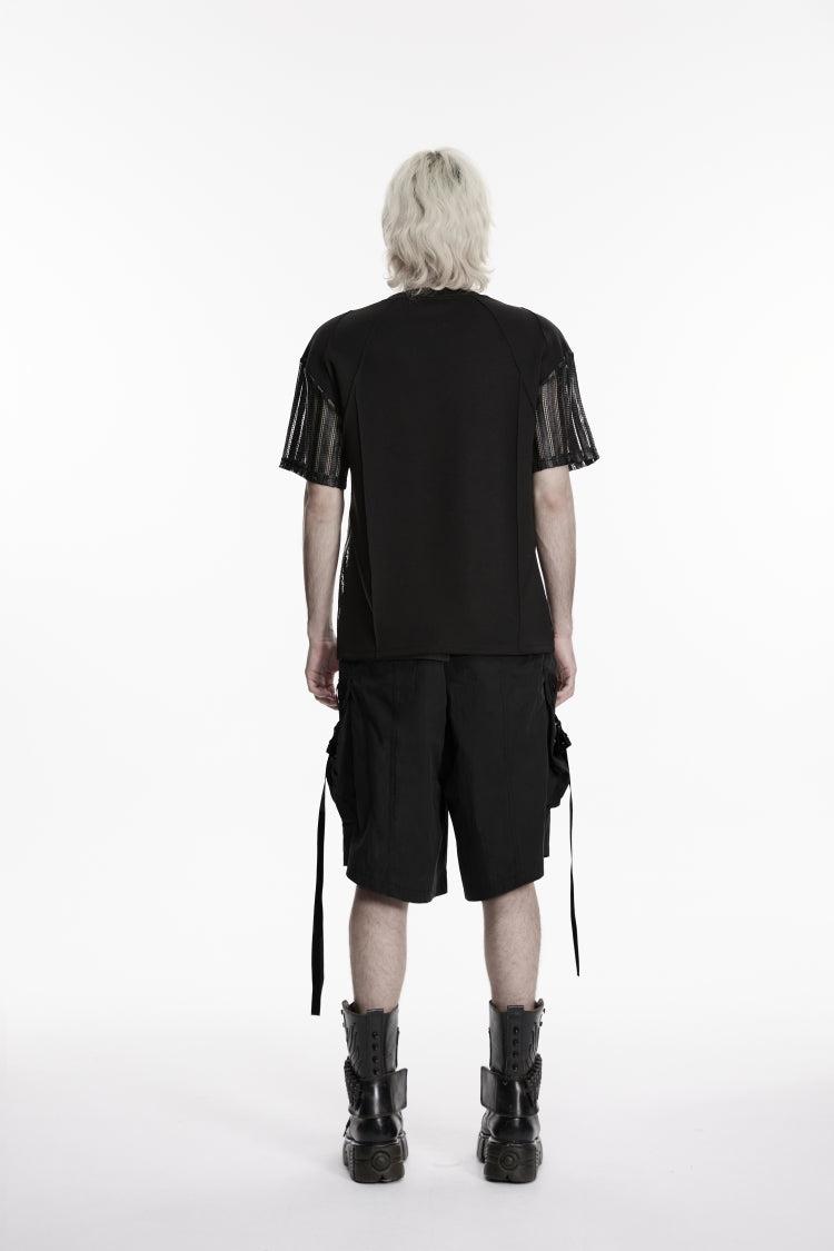 Zippered Punk Strappy Shorts with Pockets