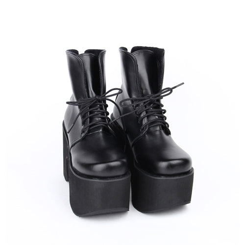 Black High-Heel Platform Lolita Boots