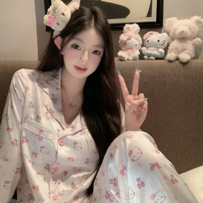 Ensemble de pyjama à nœud et cerises Pink Kitty KI618