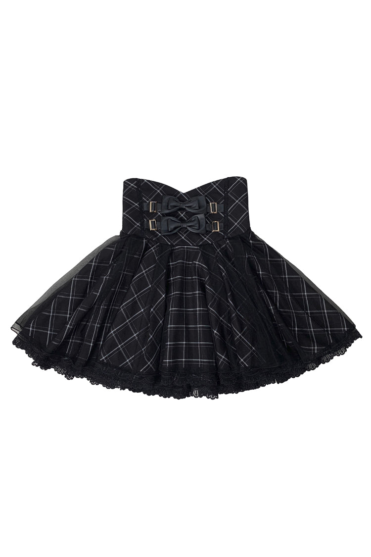 Bow-Detailed Tartan Jirai Kei Japanese Skirt