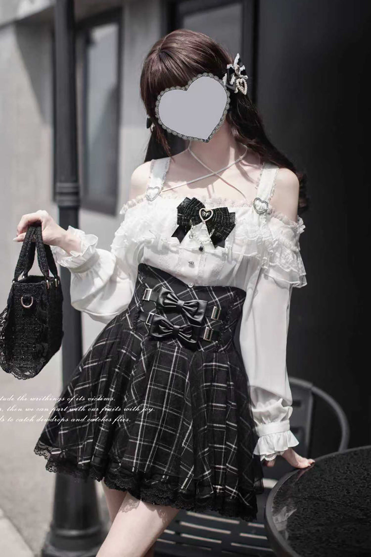Bow-Detailed Tartan Jirai Kei Japanese Skirt