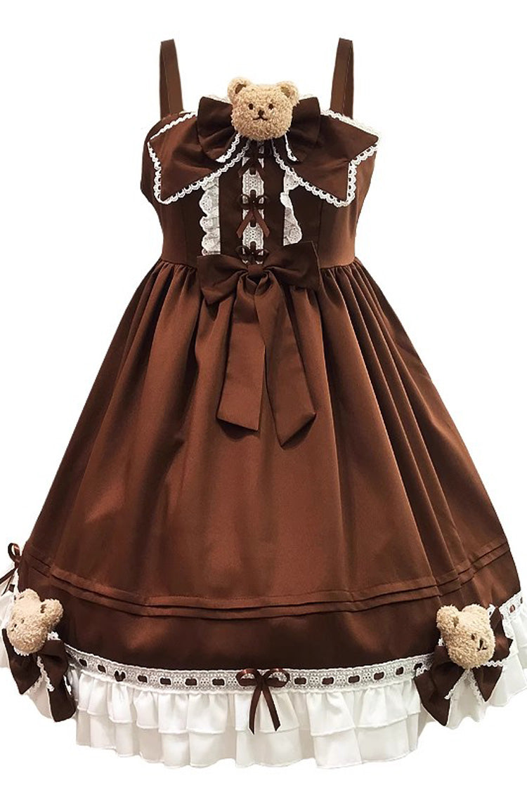 Chocolate Sleeveless Ruffle Bow Vintage Princess JSK - Mousse Bear