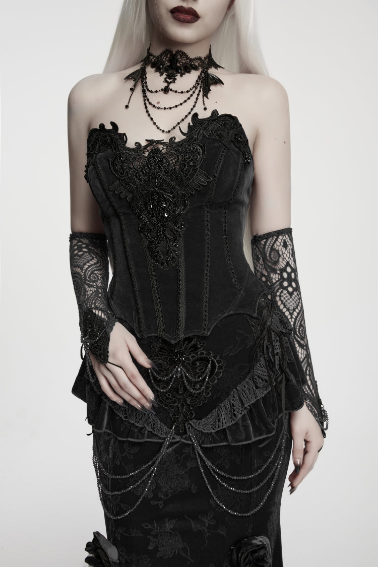 Slim-Fit Asymmetric Corset with Zipper and Strappy Balletcore Style