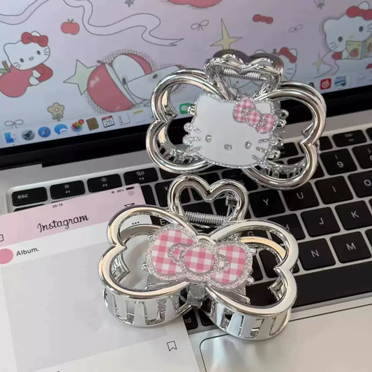 Cute Sweet Silver Kitty Grab Clip