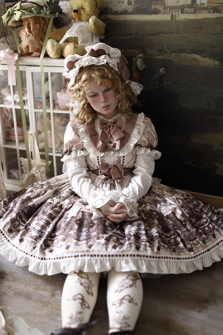 Daily Sweet Lolita Dress with Round Collar and Short Sleeves