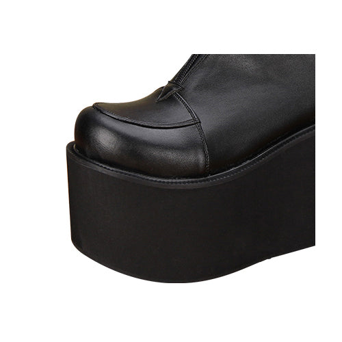 Black Chunky-Sole Classic Lolita Ankle Boots
