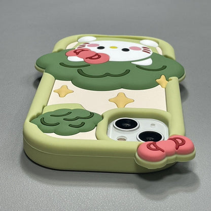 Coque de téléphone à motif de chat vert brocoli KI684