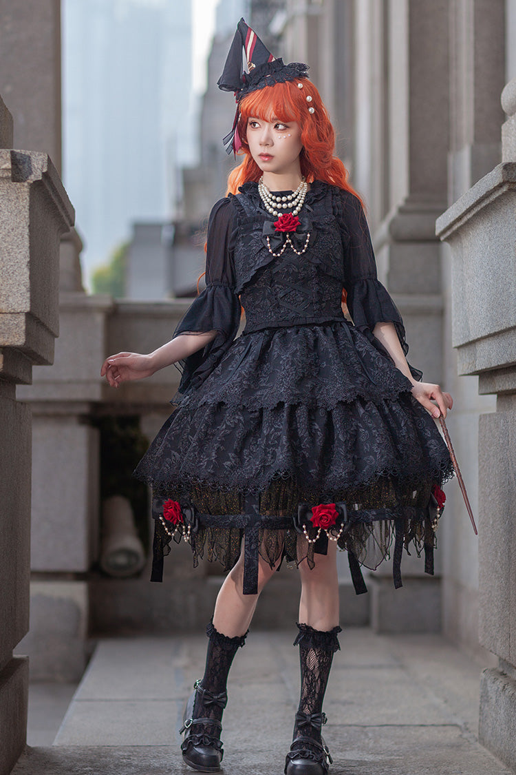 Double-Layered Ruffle Lace Gothic Skirt - Apprentice Witch