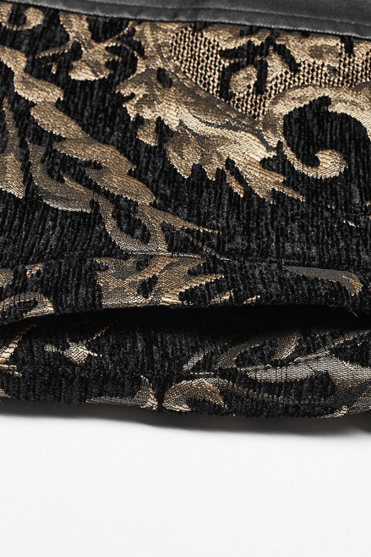 Gothic Men's Vest with Jacquard Print and Metal Ring Accents - Two Hues