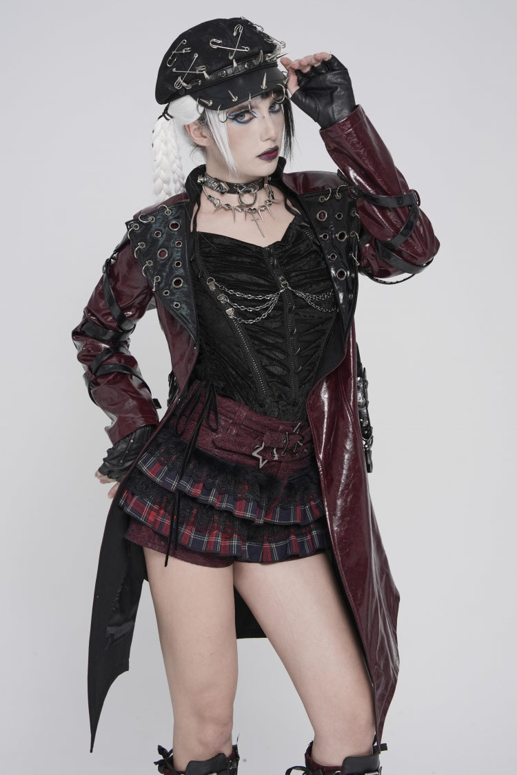 Crimson & Noir Multi-Layer Lace Detachable Eyelet Punk Plaid Falbala Shorts