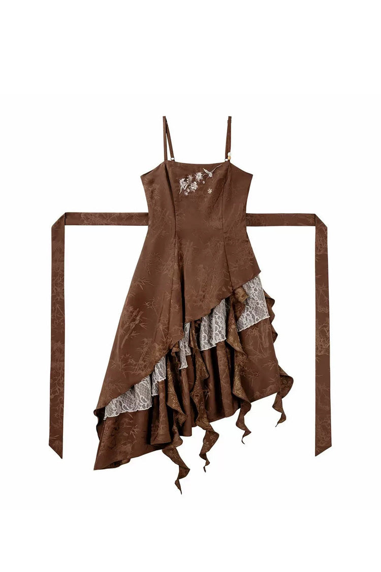 Chocolate Printed Asymmetric Punk JSK Set - Dune Traveler