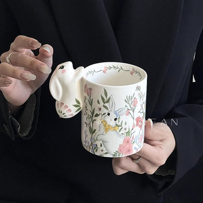 Cartoon Ceramic Flower Rabbit Cup - Lovesickdoe