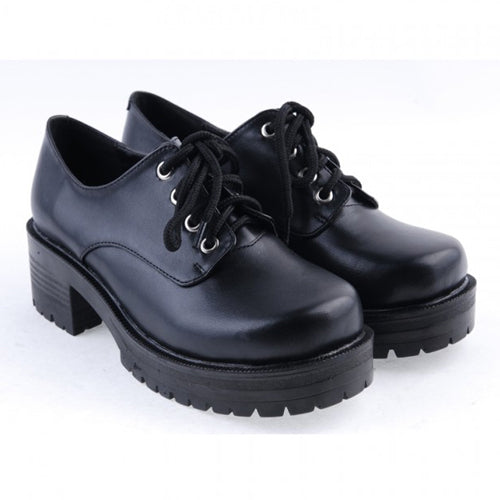 Lolita Platform Shoes with Round Toe and Military Design