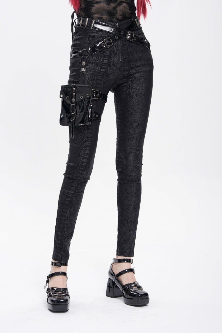 Punk Trousers with Leg Bag and Buckle Straps - Gothic Edge