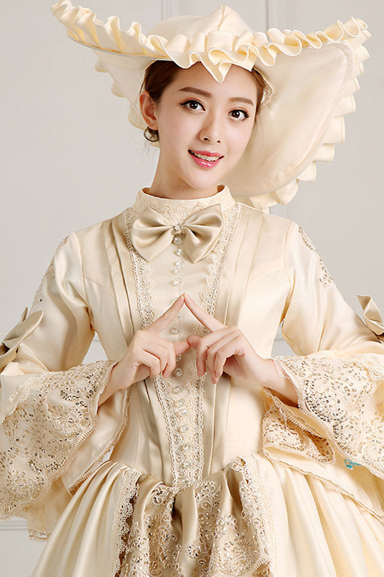 Victorian Prom Dress with Bowknot and High Waist in Ruffled Design