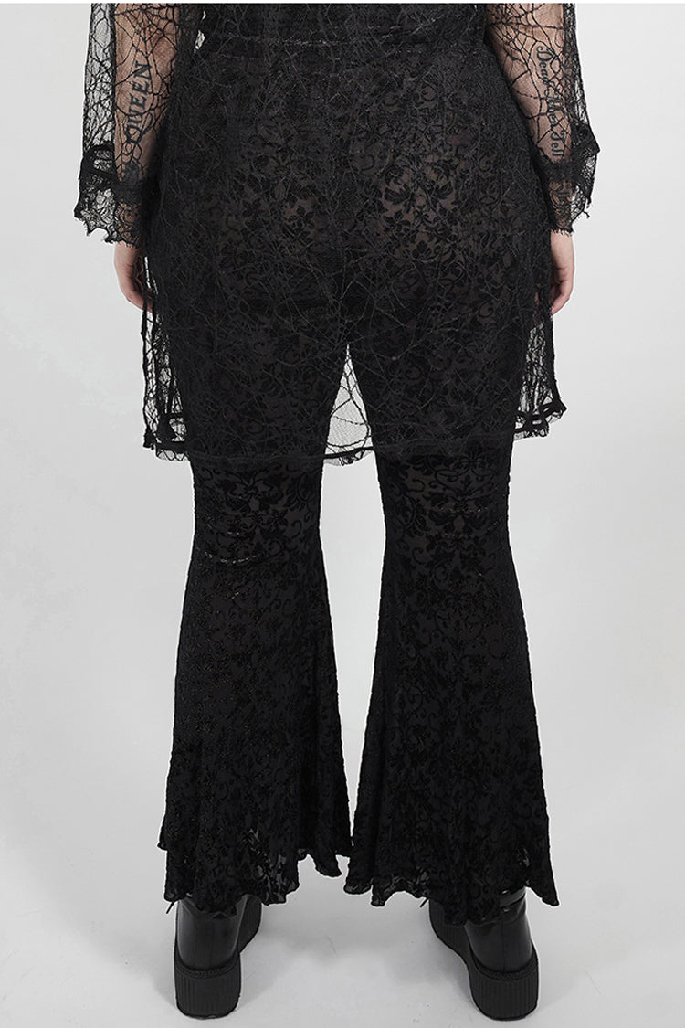 Velvet Flare Pants with Front Decals for Plus Size - Gothic Edge