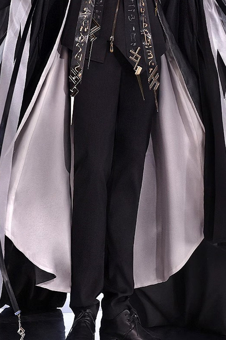Stand Collar Lace-Up Set with Long Sleeves - Gothic Edge