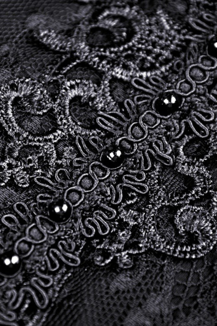 Midnight Lace-Trimmed Crop Top with Deep Plunge Neck