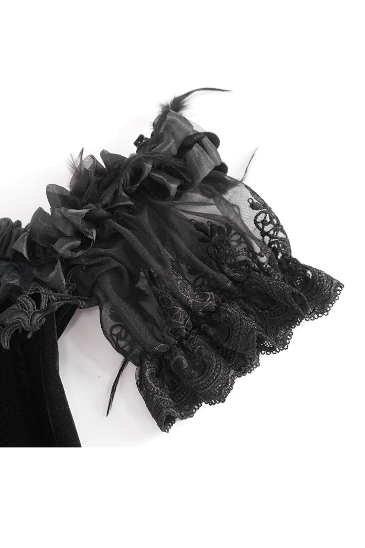 Crimson Gothic Dress with High Waist and Floral Lace Print