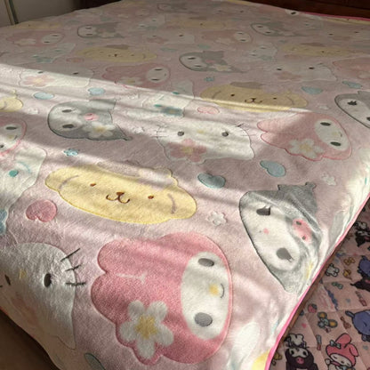 Cartoon Kitty Warm Plush Blanket KI700