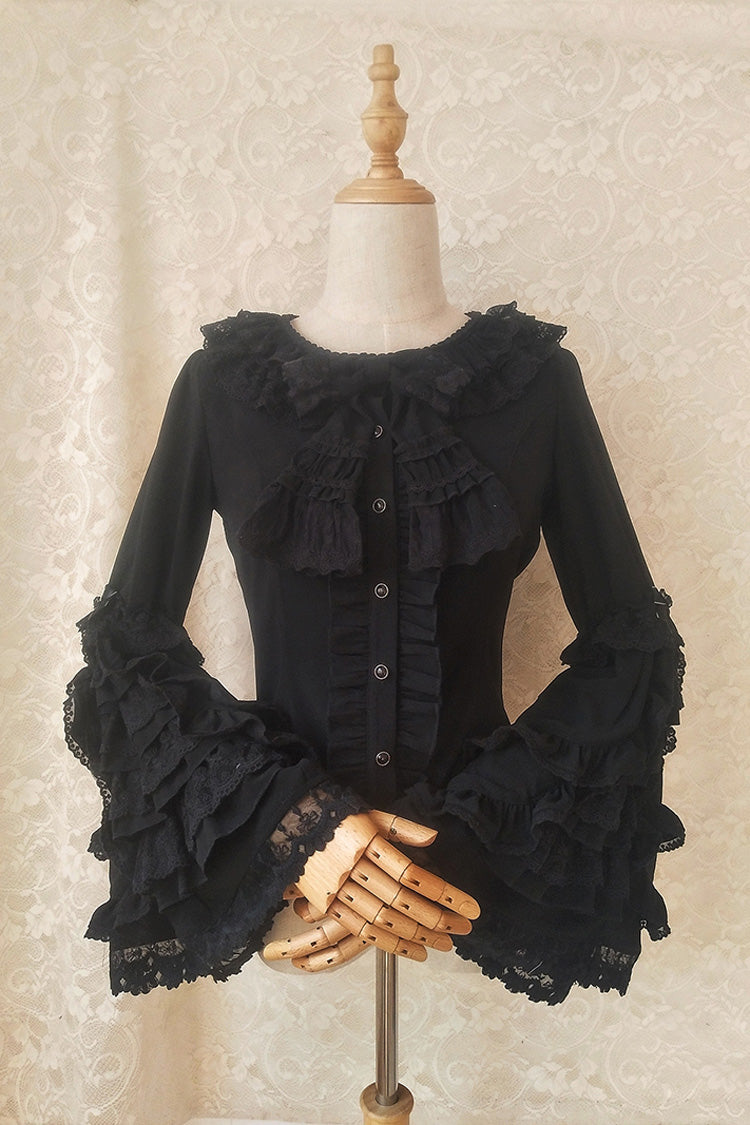 Flared Princess Sleeve Ruffle Bow Lace Gorgeous Lolita Top - 2 Hues