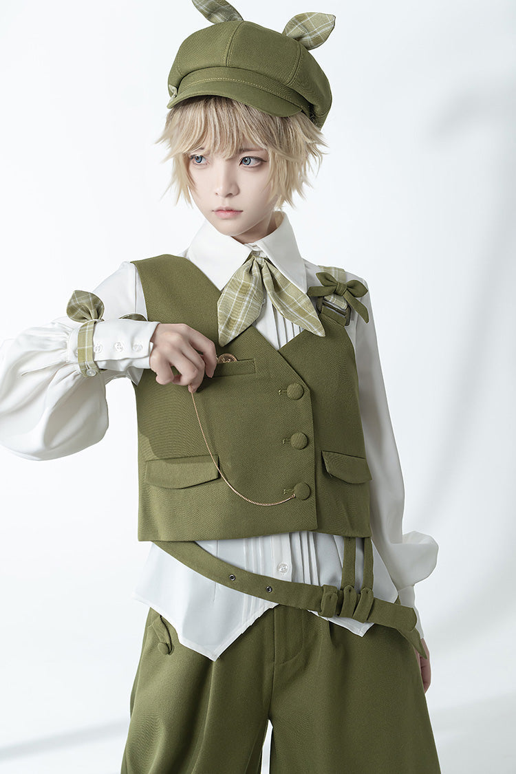 Ouji Lolita Vest - Matcha Green - Secret Morning Post - Cute and Handsome