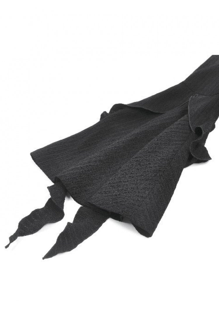 Women's Gothic Crop Top with Ruffled V-Neck, Split Trumpet Sleeves and Streamer