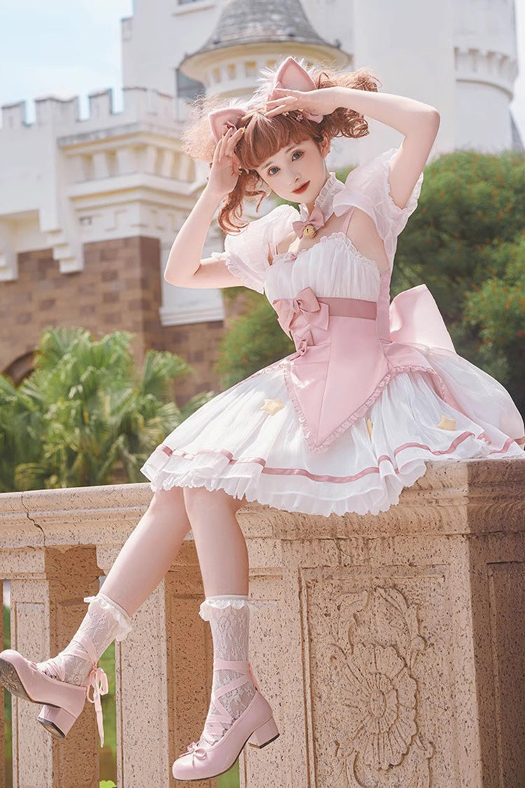 Sweet Lolita JSK Dress with Magic Star and Bowknot - Dual Color Options