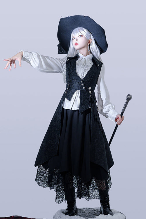 Ash-Burned Gothic Long Vest for Women - Ouji - Gothic Edge