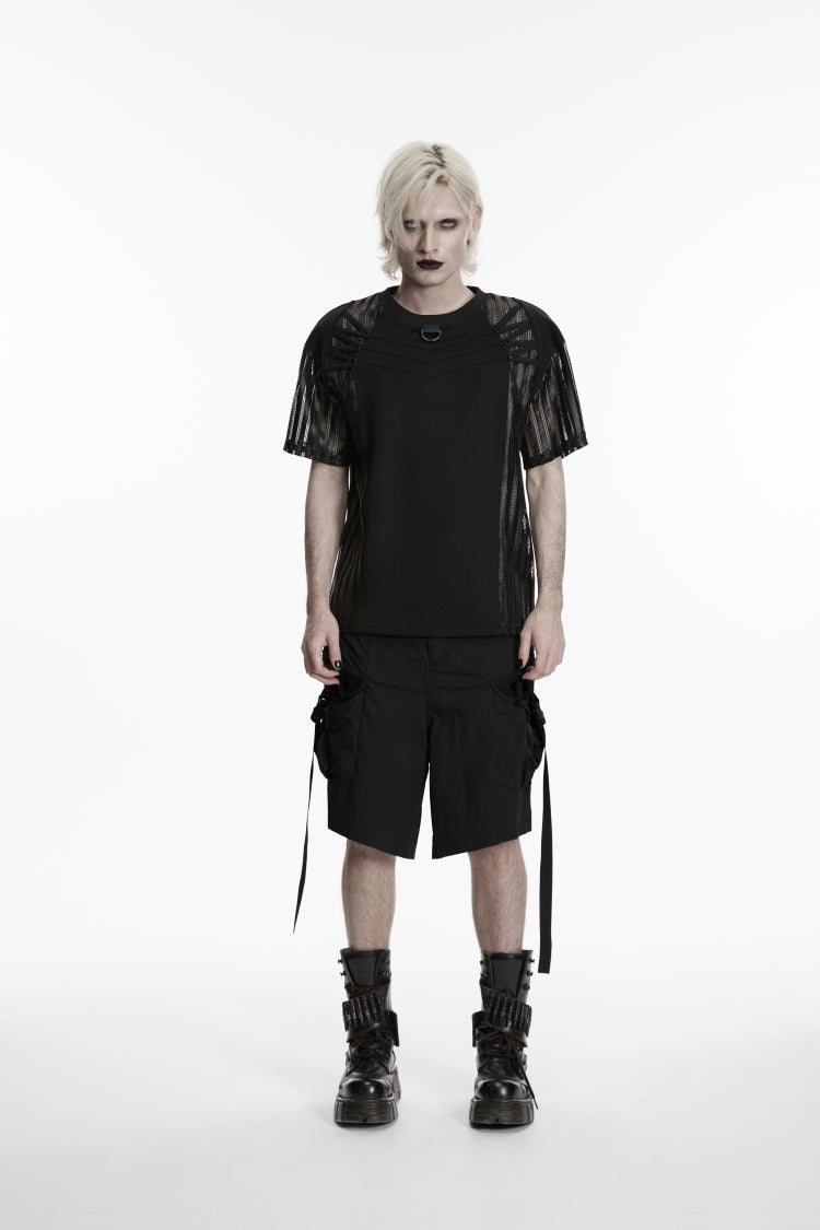 Zippered Punk Strappy Shorts with Pockets